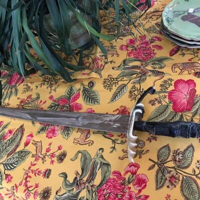 From Chile: hand carved swordfish bone and steer horn swords $395 
