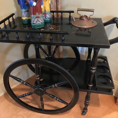 Chinese lacquered bar cart $225
74 X 18 X 29