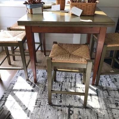 high top table and set of four rush seat stools $695
table 40