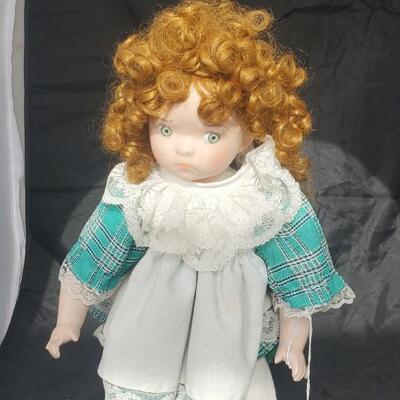 Red head Doll in white and green