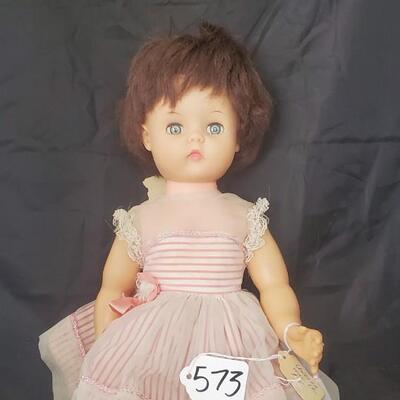 Doll in Pink & White Dress