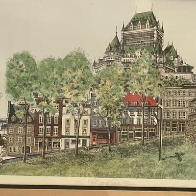 Pair of Pencil Signed Etchingâ€™s  of Quebec City(B-RG)