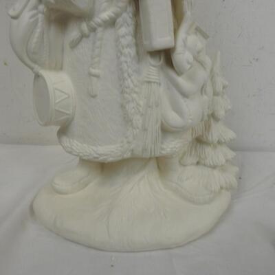 Large Santa Ceramic Statue, Unpainted, Some damage, Can Be Glued