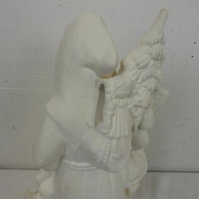 Large Santa Ceramic Statue, Unpainted, Some damage, Can Be Glued