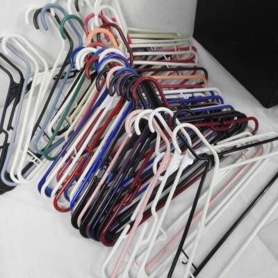 Lot of Hangers, Black Organizing Storage Bin