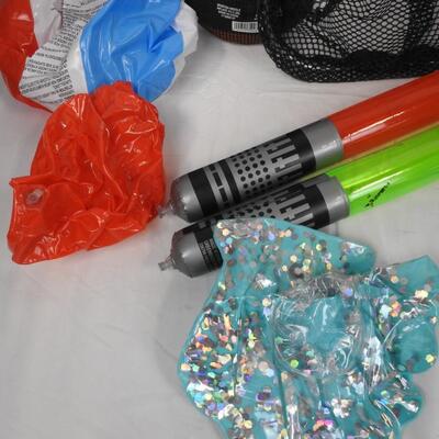 Outdoor Lot: Cotopaxi, Water Bottles, Flippers, Net, Inflatable Lightsabers