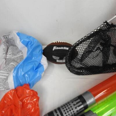 Outdoor Lot: Cotopaxi, Water Bottles, Flippers, Net, Inflatable Lightsabers