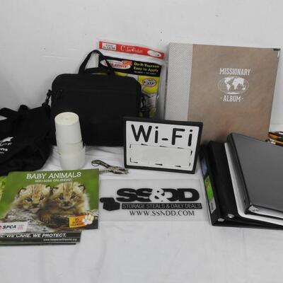 13 pc Office Supplies, Binders, Ceramic Wi-fi Sign, Planner