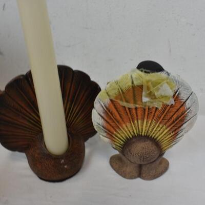 5 pc Thanksgiving Ceramic Decorations: Salt and Pepper Shakers, etc