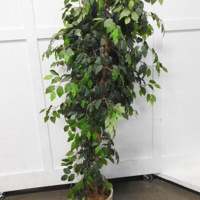 Faux Tree, About 6' With White Basket Planter