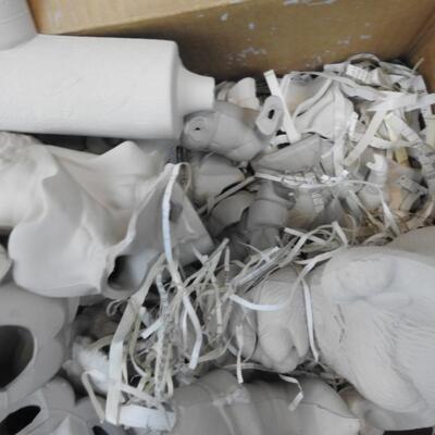 Box of Greenware Pottery, Not Fired Yet, Assorted Holidays