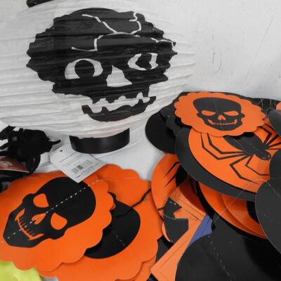 Halloween Lot: Wigs, Skeleton Decor, Masks, Halloween Signs