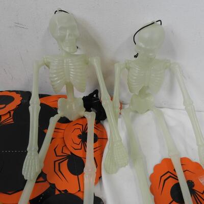 Halloween Lot: Wigs, Skeleton Decor, Masks, Halloween Signs