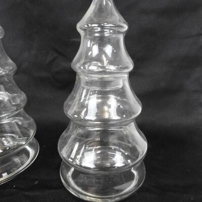 3 Clear Glass Tree Jars, Different SIzes