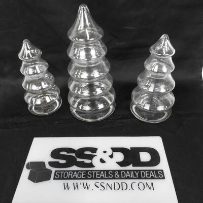 3 Clear Glass Tree Jars, Different SIzes