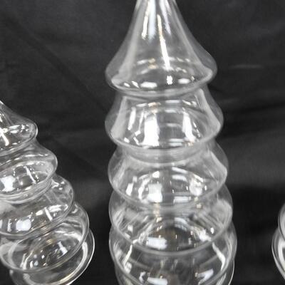 3 Clear Glass Tree Jars, Different SIzes