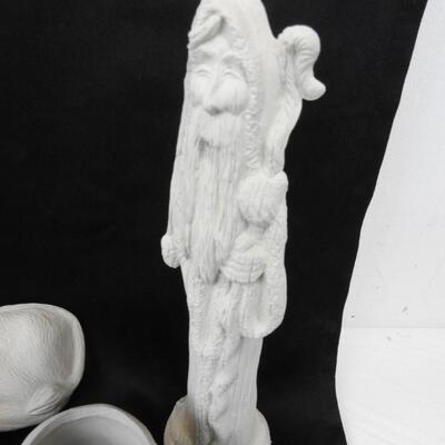 Ceramic Christmas Lot: Mostly Greenware/Not fired yet, Bears, Santa, and Big Dog