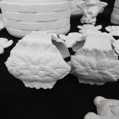 Ceramic Christmas Lot: Mostly Greenware/Not fired yet, Bears, Santa, and Big Dog