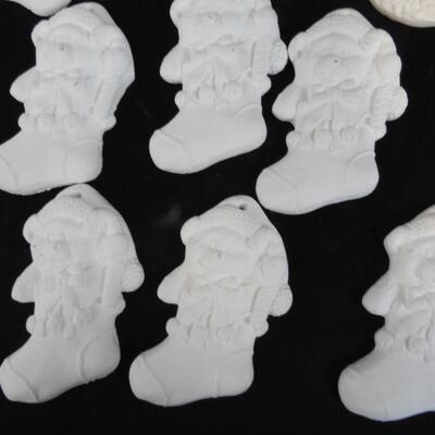 23 Christmas Ceramic Bears: White and Ready to Be Painted, Some Painted