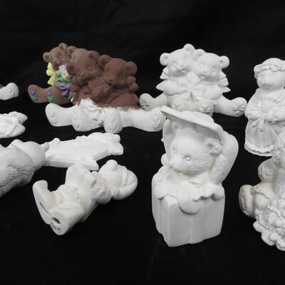 23 Christmas Ceramic Bears: White and Ready to Be Painted, Some Painted