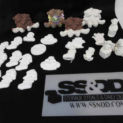 23 Christmas Ceramic Bears: White and Ready to Be Painted, Some Painted