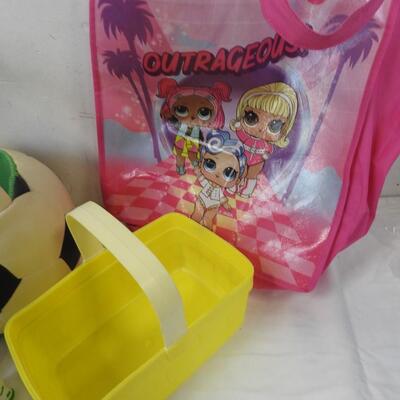 18 pc Kids: Soccer Ball Baskets, Ceramic Piggy Bank, Glasses, Magnets