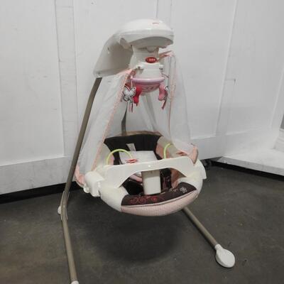 Fisher Price Baby Swing, Motorized, Works, Pink/White