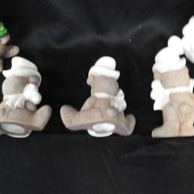 6 Saint Patricks Day Ceramic Bears, Some Partially Painted, Lucky Charms