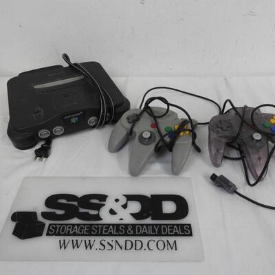 Nintendo 64 with Two Controllers, Works, No Video Cables Included