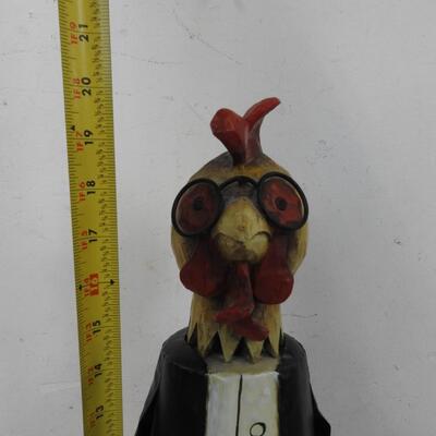 Metal Rooster in Overalls Decoration: 1ft 9 inches
