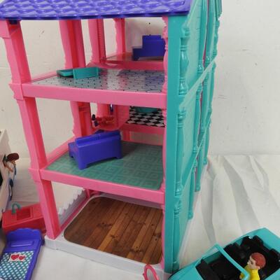 Doll House with Furniture, Car, RV, Man, Woman and Child