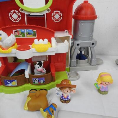 Two Fisher Price Farm Toys, Includes 3 Farmers, 2 Pigs, Chicken, 2 Horses
