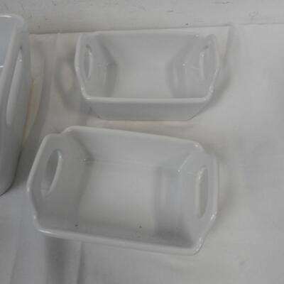 5 pc White Ceramic Trays, Good Condition