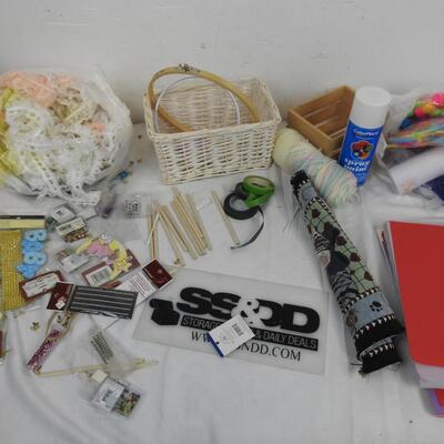 Craft Lot: Scissors, Lace Eyelets, Spray Paint, Baskets, Construction Paper