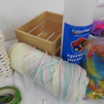 Craft Lot: Scissors, Lace Eyelets, Spray Paint, Baskets, Construction Paper
