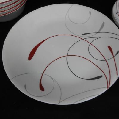 11 pc Corelle, Red and White Design, Near New