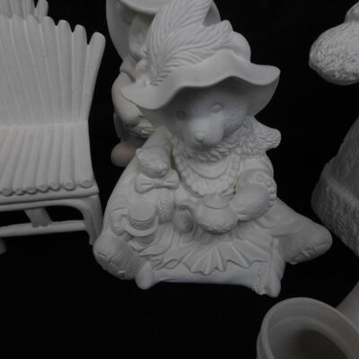 White Ceramics Ready to Paint: Bears, Benchs, Boots