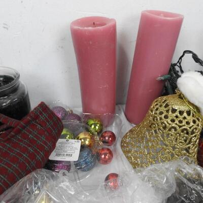 Christmas Lot: Tree Stand, Lights (Word), Candles, Assorted Decor