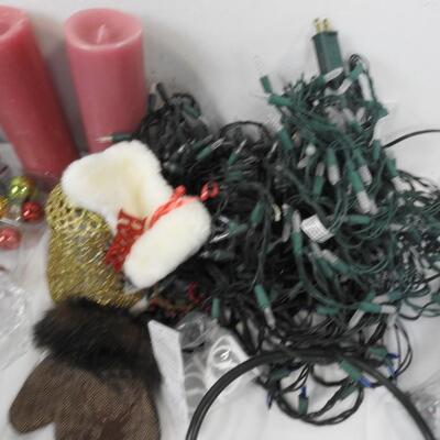 Christmas Lot: Tree Stand, Lights (Word), Candles, Assorted Decor