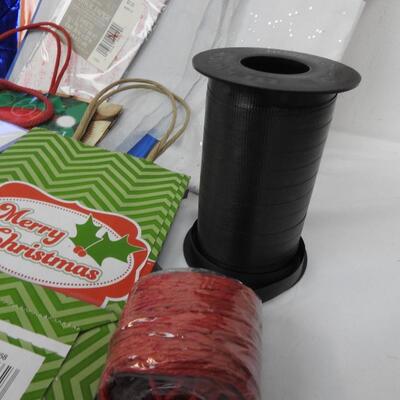 Holiday Lot: Gift Bags, Tissue Paper, Ribbon, Tissue Paper