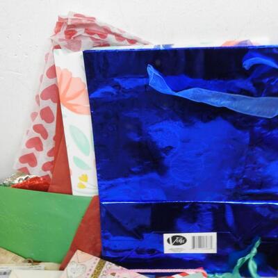Holiday Lot: Gift Bags, Tissue Paper, Ribbon, Tissue Paper