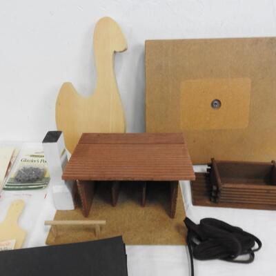 Crafts Lot: Hot Glue Gun Station, Wooden House, Paper, Polish, Sheriff Sign