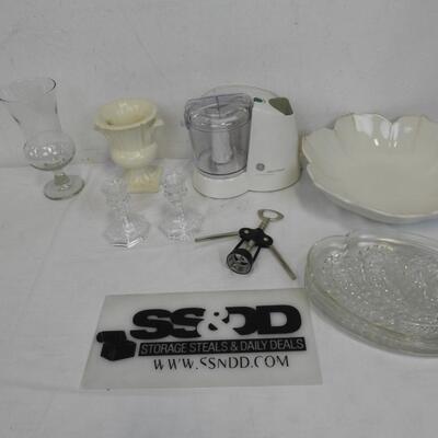 Deluxe Chopper, Glass Candle Holders, Glass Cups, Glass Decorative Plates