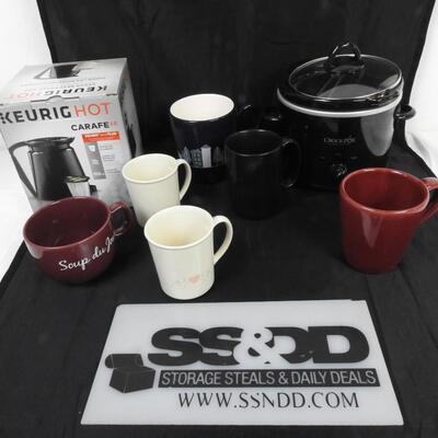 Black Crockpot, 6 Mugs, Keurig HOT Coffee Machine