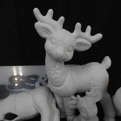 Ceramic White Christmas Reindeer Decorations to paint, Some Broken Reindeer