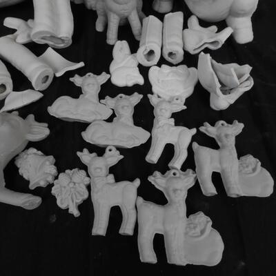 Ceramic White Christmas Reindeer Decorations to paint, Some Broken Reindeer