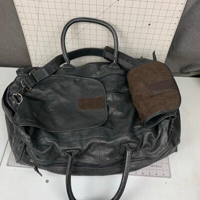 #15 Andrew Marc Black Leather Duffle with Suede Inside