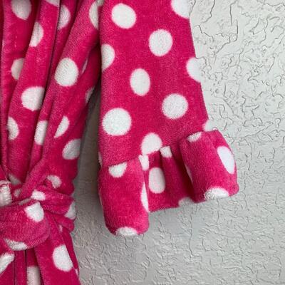 #85 Pink Polka Dotted Bath Robe Small/Medium