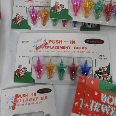 Christmas Decor, Push in Replacement Bulbs, Icicle Light Clips - New