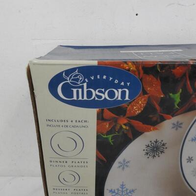 Everyday Gibson Snow Fall 16 pc Dinnerware Set, Service for 4 - New